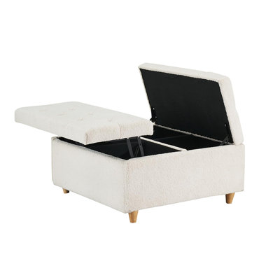 Ottoman Coffee Table With Lift Top, Sherpa Fabric Tufted Upholstered Ottoman With Storage