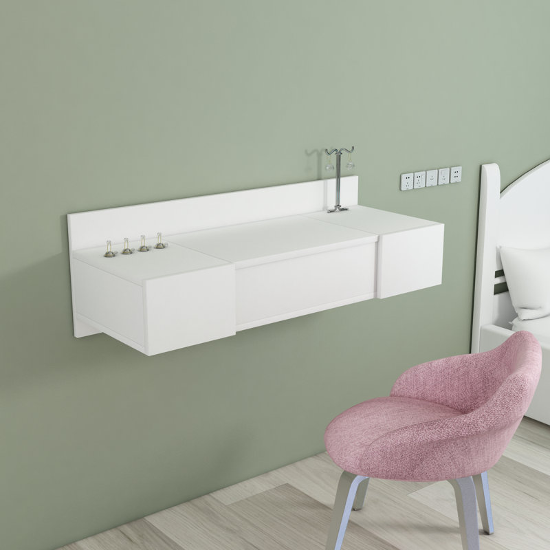 Makeup Vanity with Mirror and Storage Eubha, White