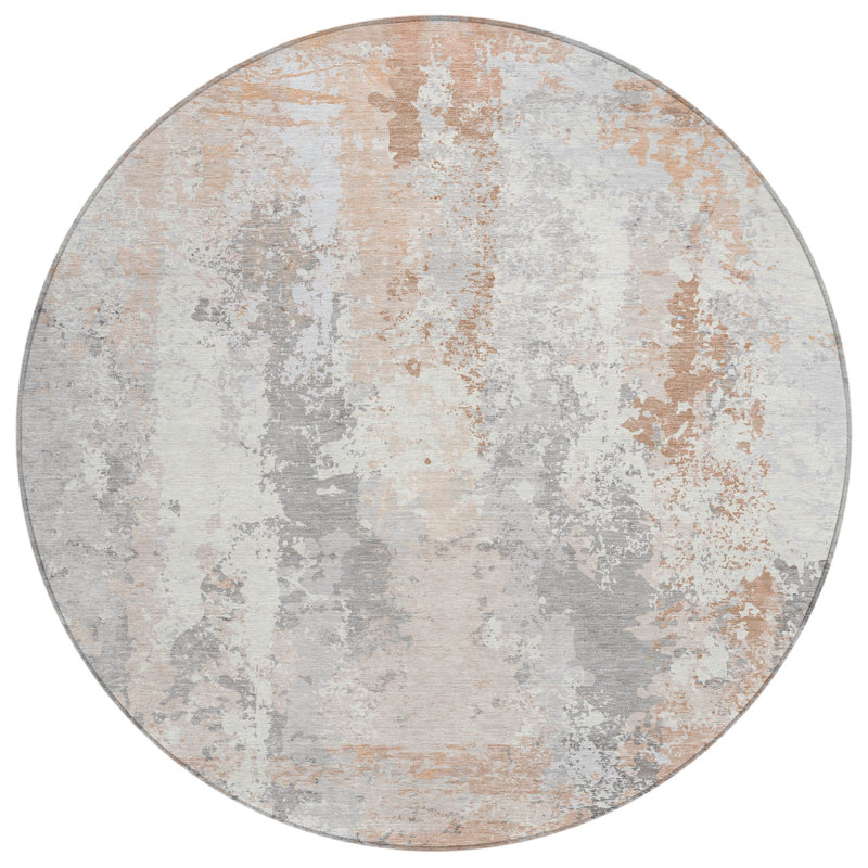 Machine Washable Indoor/Outdoor Xhevrie Coral Rug, Round 8'
