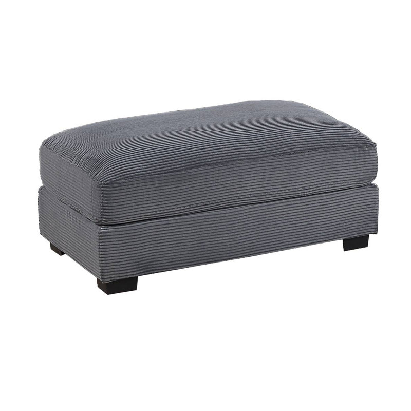 Lomi Cocktail Ottoman, Corduroy, Black Legs, 45 X 28 Inch, Gray