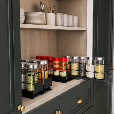 1-Tier Pull Out Spice Rack Organizer for Cabinet, Heavy Duty Slide Out Seasoning Organizer with Labels