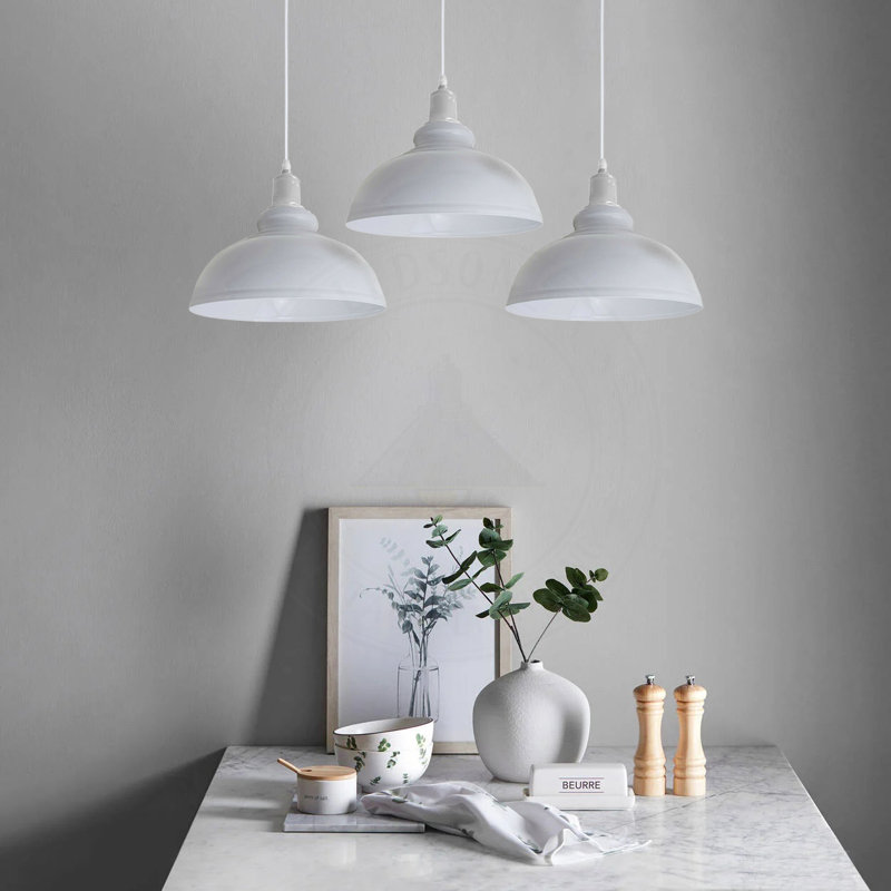3 - Light Kitchen Island Pendant, White, Yes