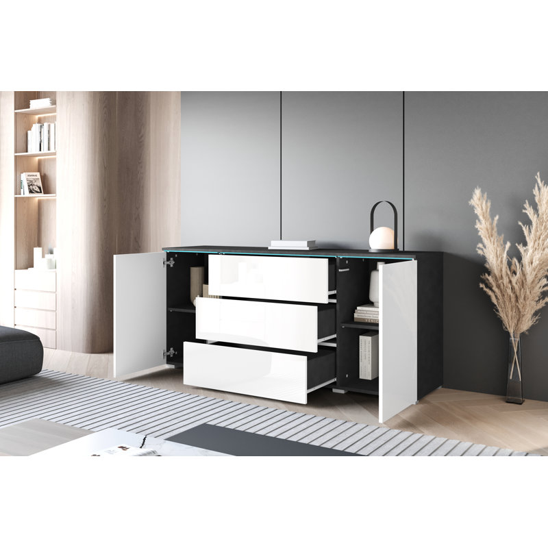Aayran 150cm Sideboard, Matera/White Gloss