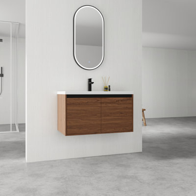 Meuble-lavabo simple avec plateau en résine 35,44 po Joela