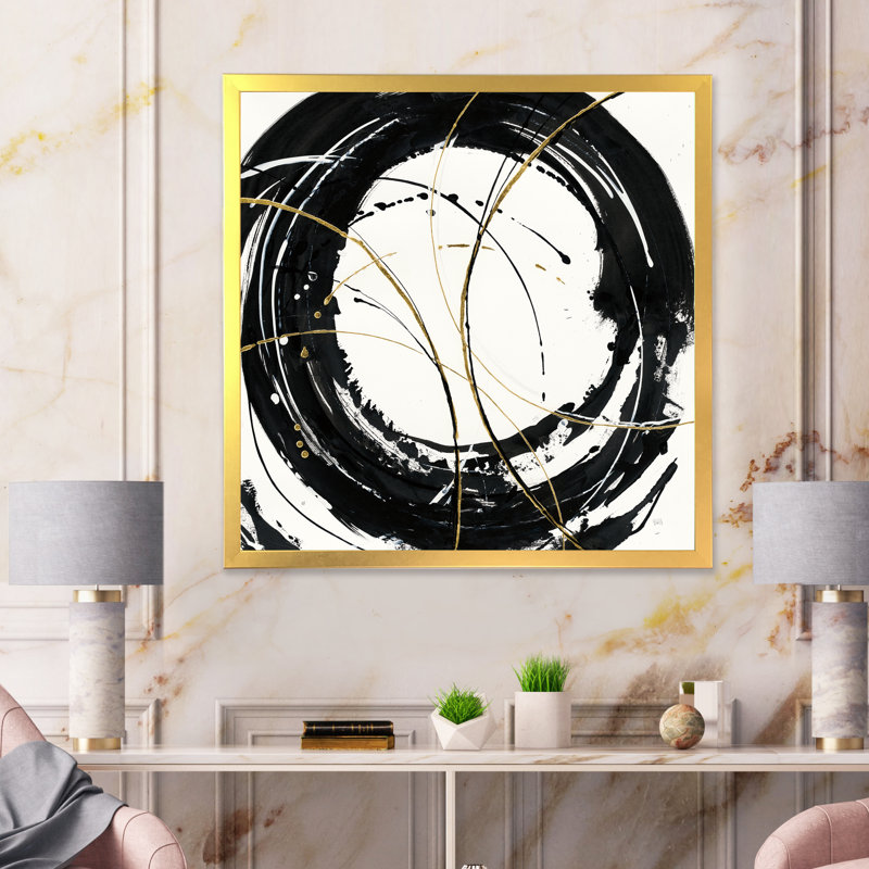 «Gold Metallic Circle», reproduction sur toile encadrée, H 30 po x l 30 po x P 1 po, Cadre doré