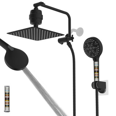10" Filtered Shower Head,High Plessure 10-Spray Handheld,20 Stage Shower Filter,Extension Arm, 71" Hose