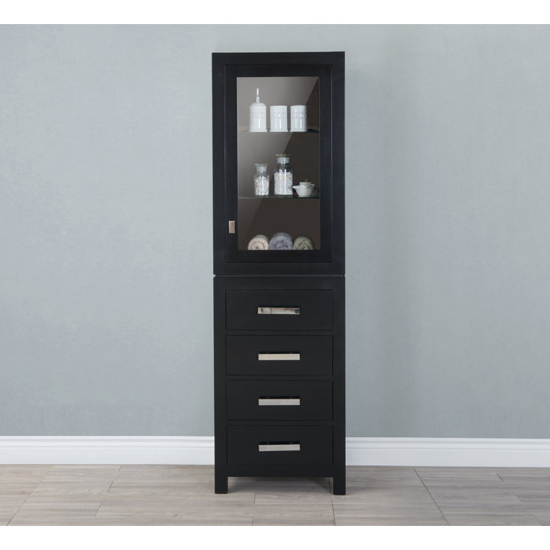 Esita Solid Wood Linen Cabinet, Espresso