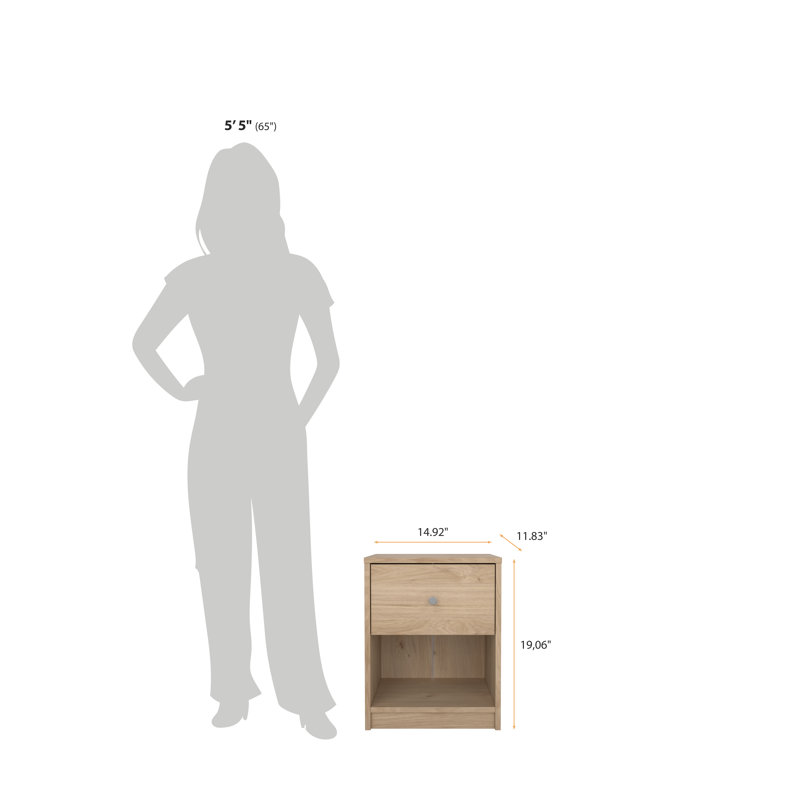 Ensemble de chambre à coucher 3 pièces - commode double 6 tiroirs et ensemble de table de chevet 2 pièces, Jackson Hickory