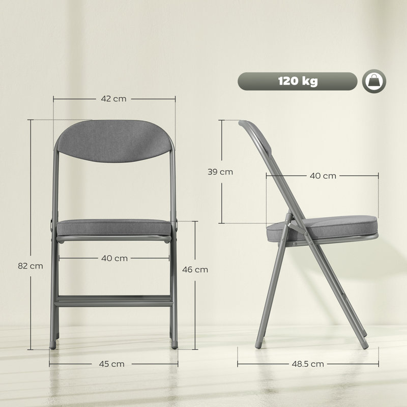 Fabric, Polyurethane, Polyester Padded Folding Chair Set, Grey