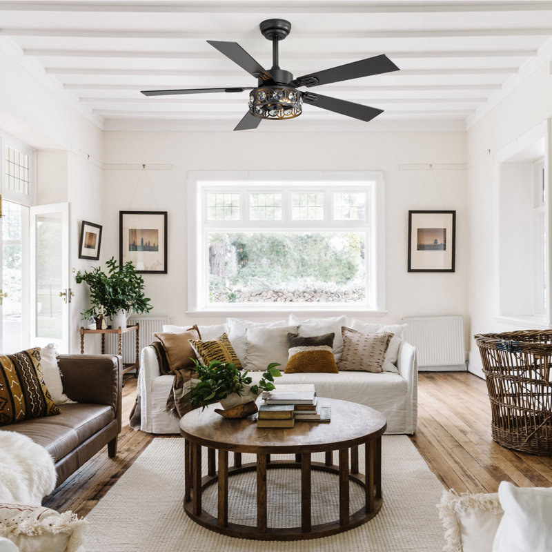 48 Inch Chandelier Ceiling Fans With Lights, Crystal Ceiling Fan With Remote, 48 Inch Farmhouse Fandelier Ceiling Fan For Living Room Dining Room Bedroom