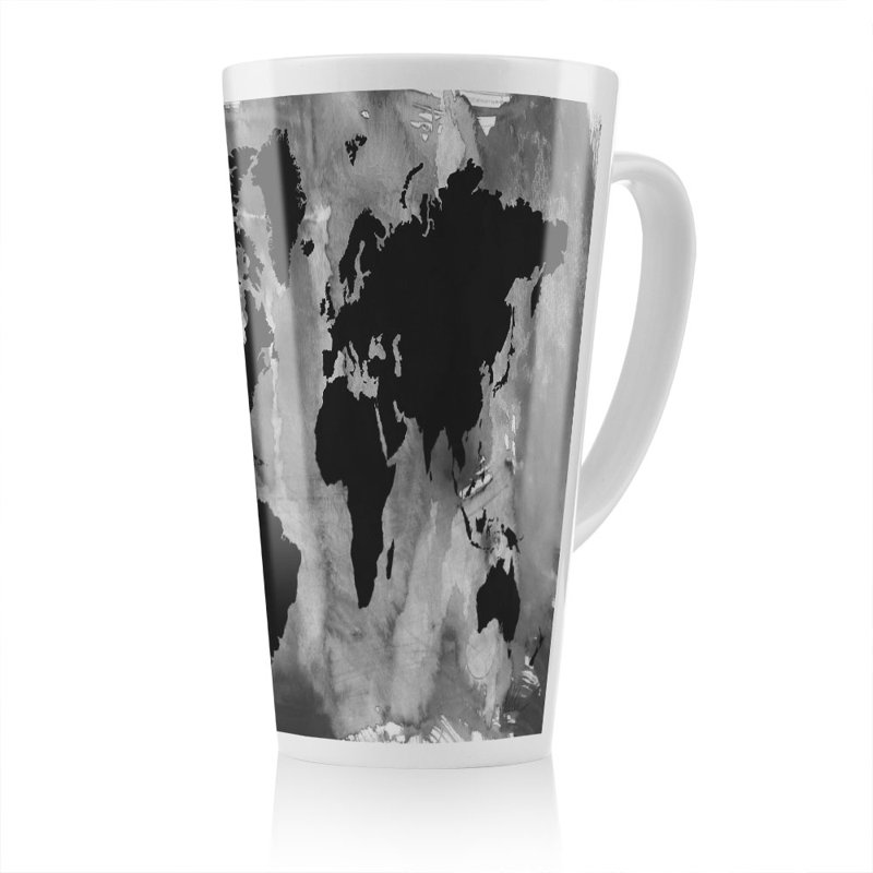 White World Map Latte Mug
