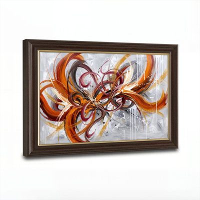 Art mural antique sur toile encadré doré pour le salon, la chambre à coucher, le bureau ou le vestibule - décoration murale décorative avec tourbillon abstrait
