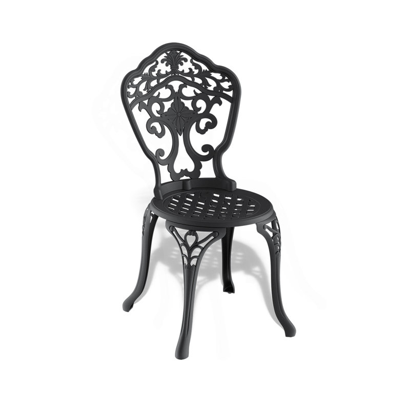 Chaise de patio en fonte d'aluminium 2 pièces avec cadre noir