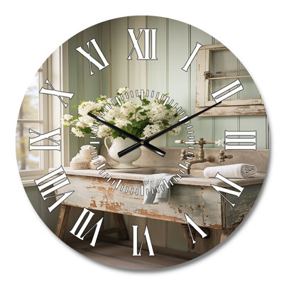 Laundry Room Farmhouse Vintage - Laundry White Face Wall Clock