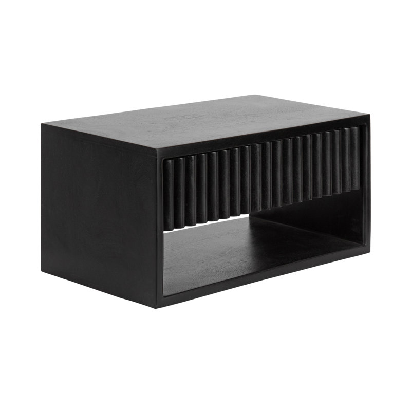 Rutkowski Ribbed Wood Floating Side Table, Black, Black