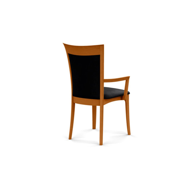 Morgan Upholstered Arm Chair, Natural Cherry, Microseude Onyx