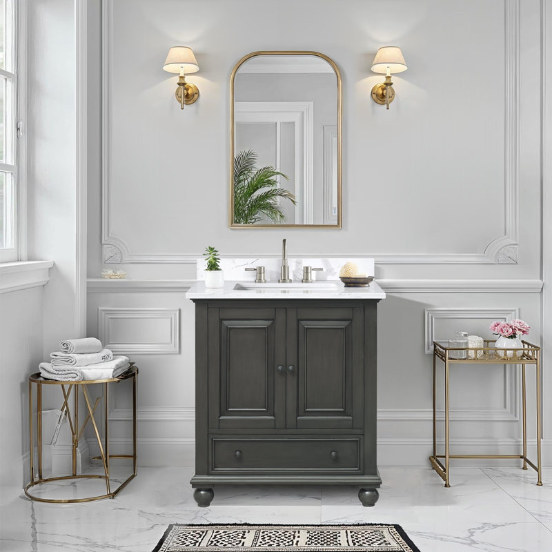 Magruder 30" Single Bathroom Vanity with Top, Charcoal Glaze, Cala White