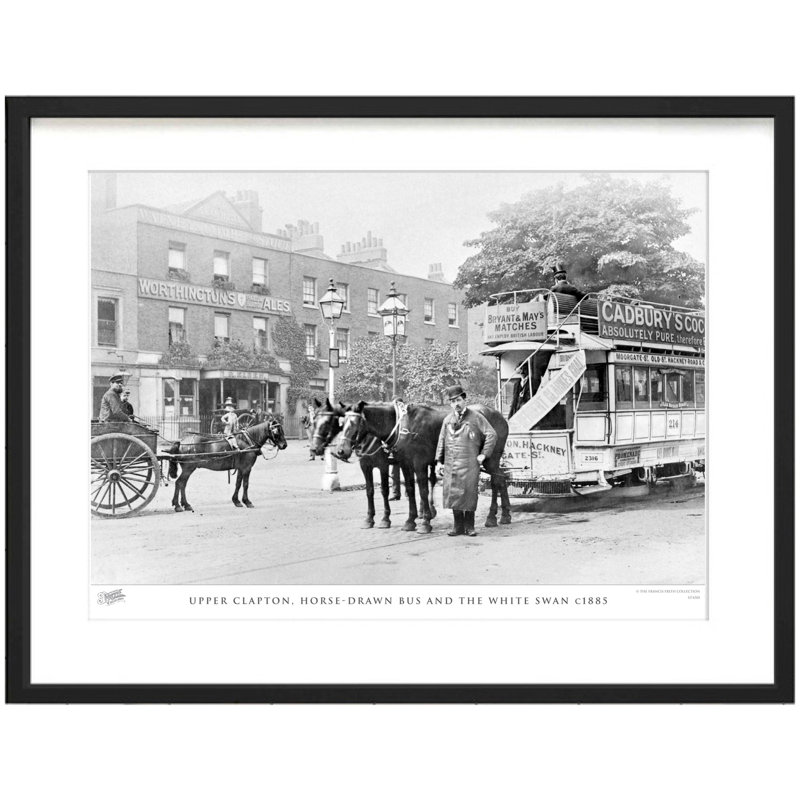 Upper Clapton, Horse-Drawn Bus And The White Swan C1885 1 Piece Single Picture Frame Wall Art, 45cm H x 60cm W x 2.3cm D