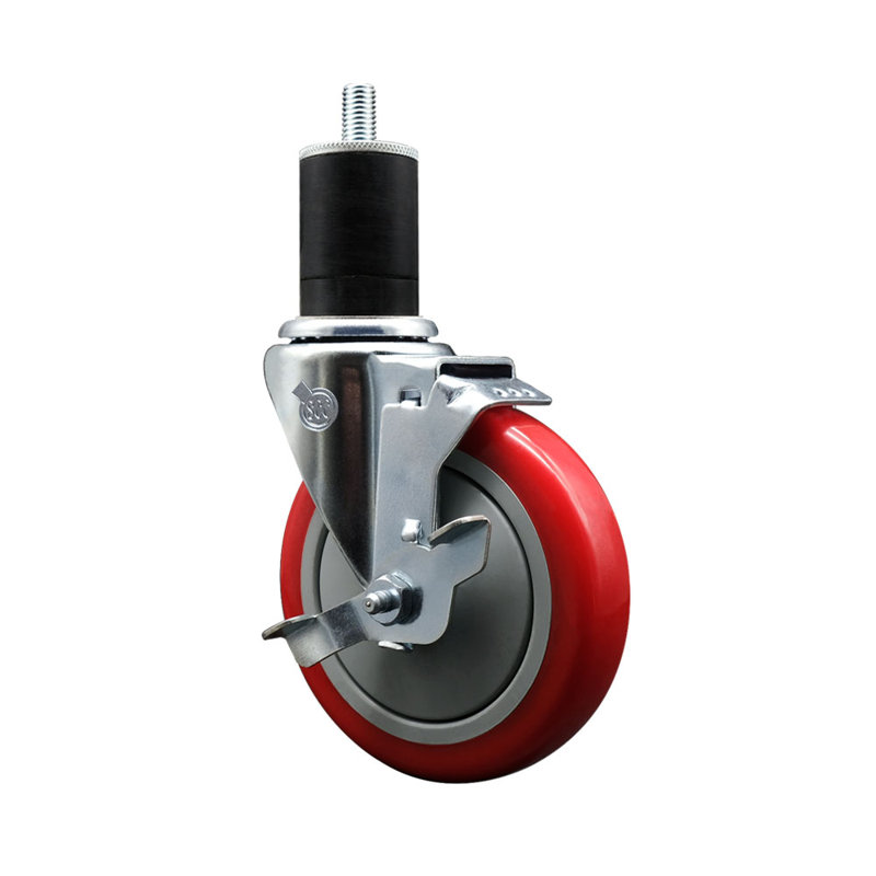 Roulettes pivotantes en poly de 1 3/4 po avec frein