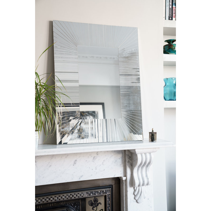 Glass Framed Dresser Mirror in Silver