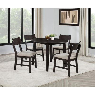 Dining Set 26.0"L x 42.0"W x 30.5"H Wood 5-Piece Brown with Drop Leaf
