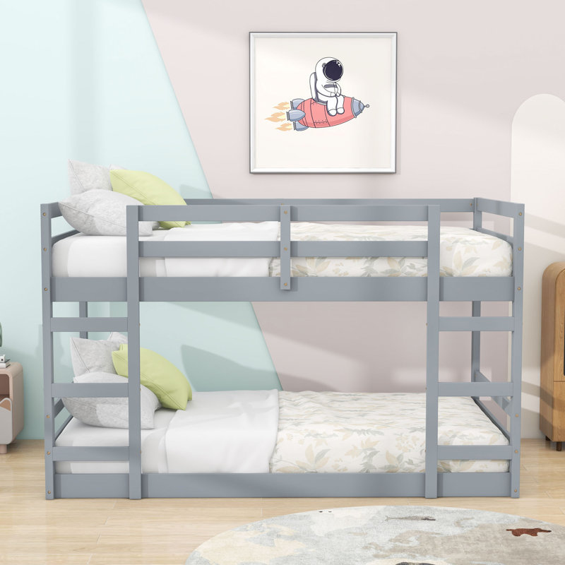 Dragulina Kids Twin Over Twin Bunk Bed, Gray