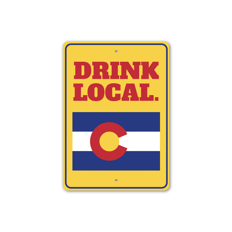 Plaque «Drink» en aluminium, H 14 po x l 10 po x P 0,04 po
