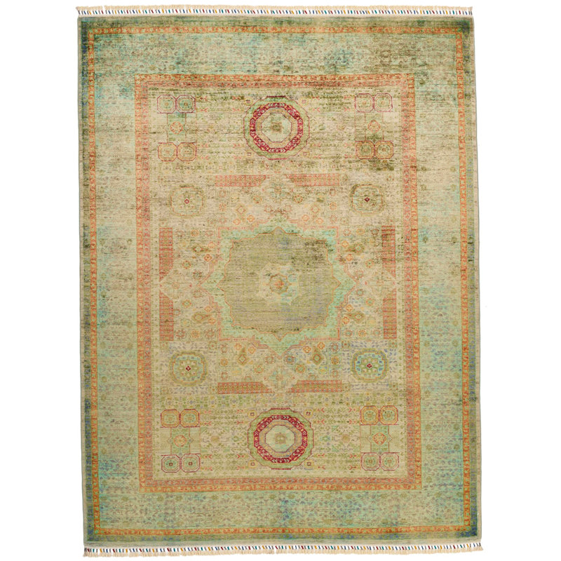 Tapis tribal turc vert clair 6x8