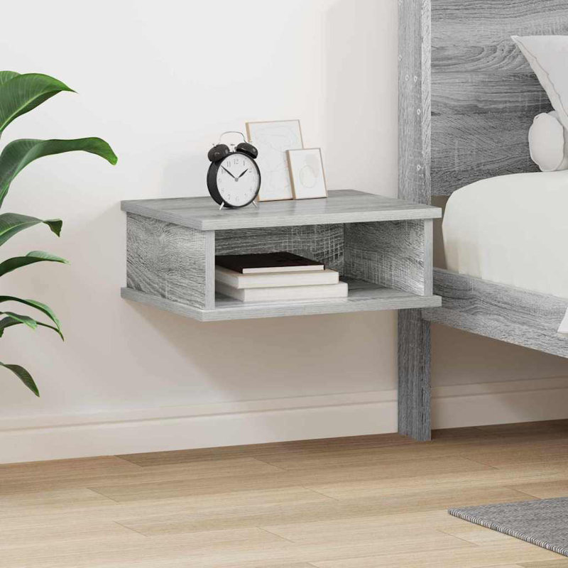 40cm W Manufactured Wood Bedside Table, Dark Grey