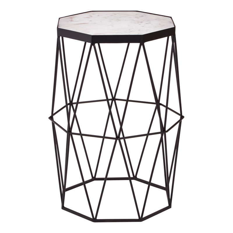 Octagonal Black Finish Side Table