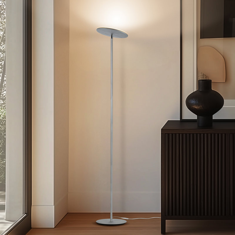 Sky Touch 63" Platinum Silver Adjustable LED Torchiere Floor Lamp