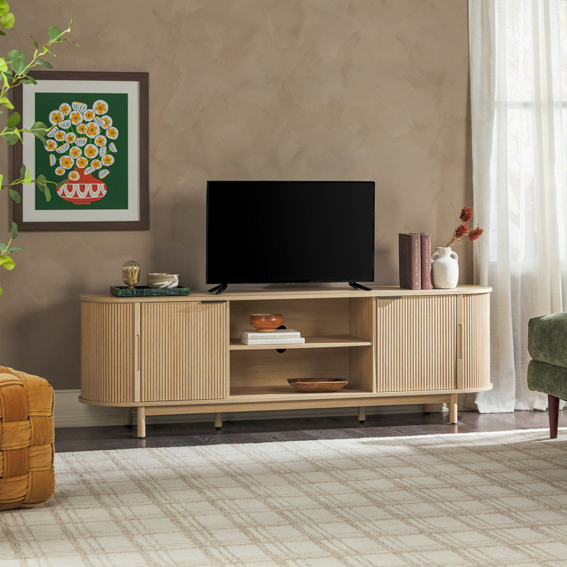 Meuble télé avec rangement ouvert Dragelin, Chêne côtier, 70"