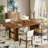 63" Farmhouse Dining Table Wooden Kitchen Table with Shelves for 6 to 8