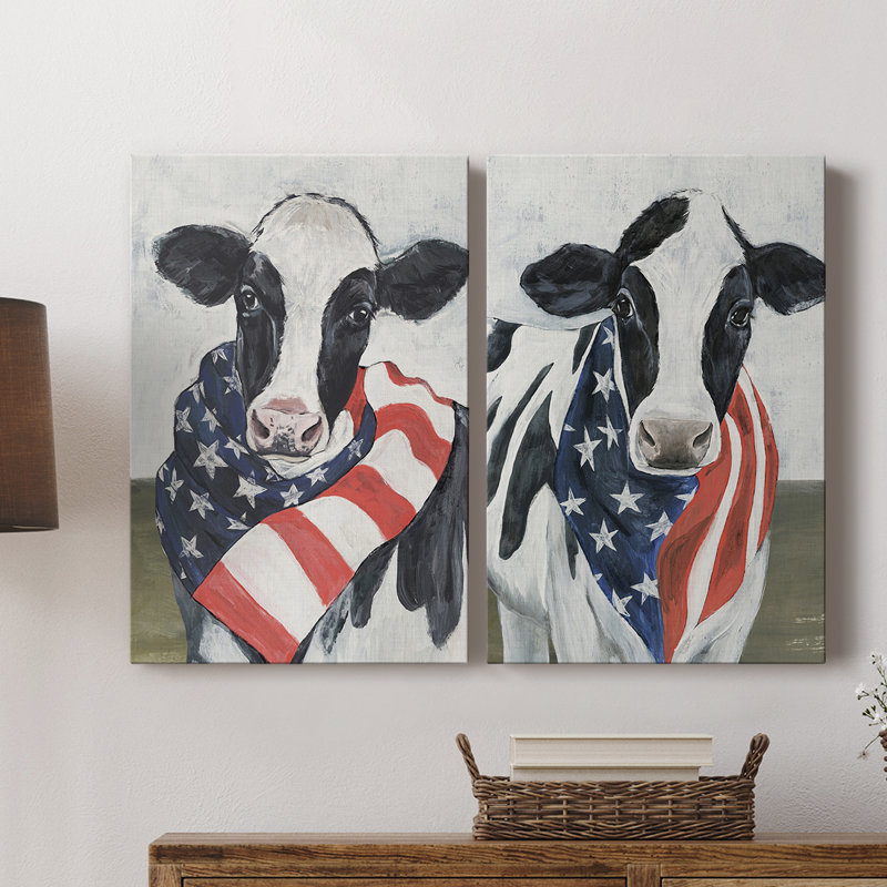 American Cow I - Toile tendue avec châssis de qualité supérieure - Prêt à être accroché