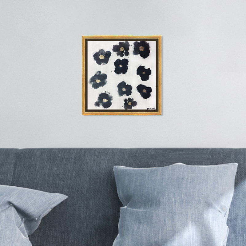 Coco's Gold Camellias - Graphic Art, 12" H x 12" W, No Mat, Gold Framed