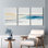 Ensemble de 3 tableaux abstraits sur toile représentant des vagues océaniques
