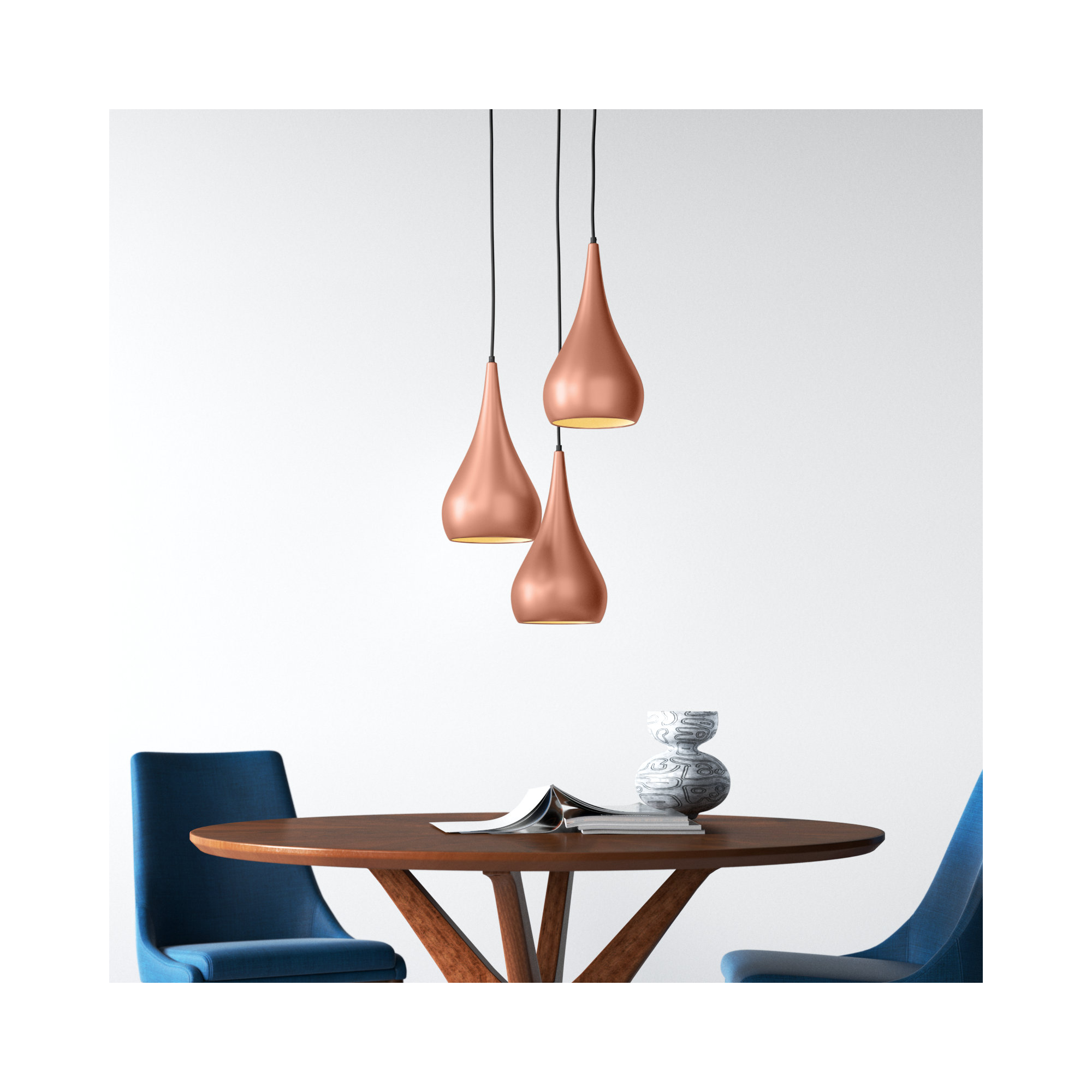 Franconia 3 Light Metal Dimmable Pendant, Honey Gold