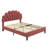 Upholstered Platform Bed with Flower Pattern Velvet Headboard-875723956-875723962