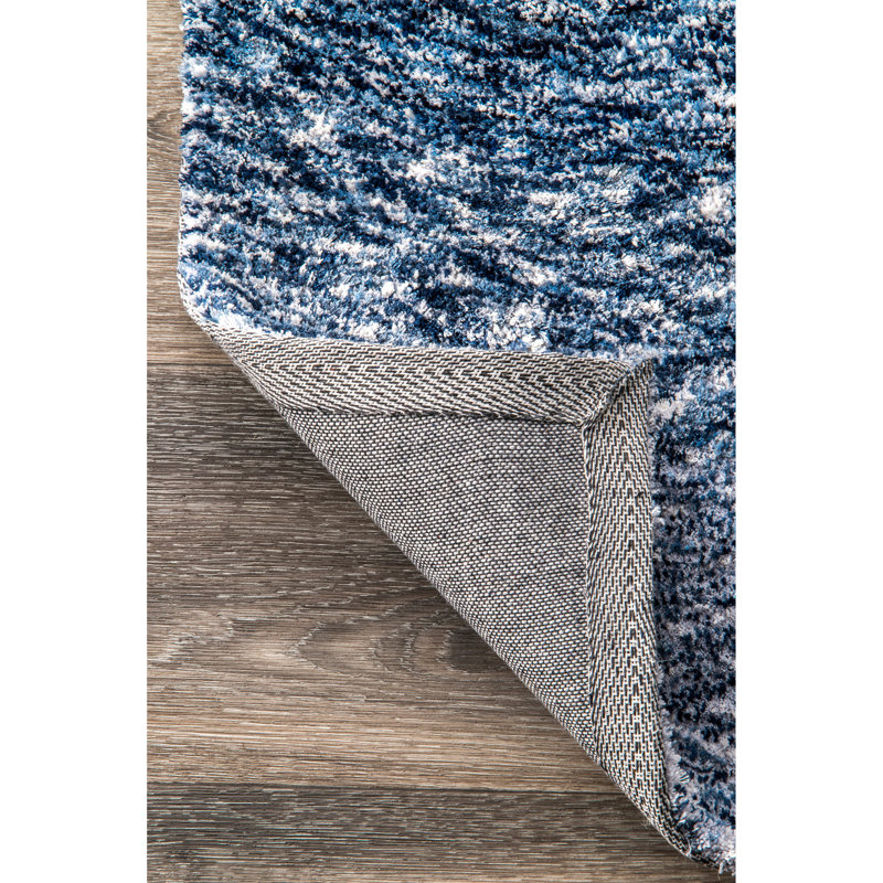 Tapis bleu à poils longs Ackerman, Rectangle 5 pi x 8 pi