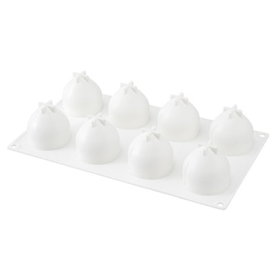 Restaurantware-Pastry Tek 8 Cavities Fruit Molds, 10 Oven-Ready Dessert Molds - Flexible, Freezable, White Silicone 3D Candy Molds, Easy Release, For Baking