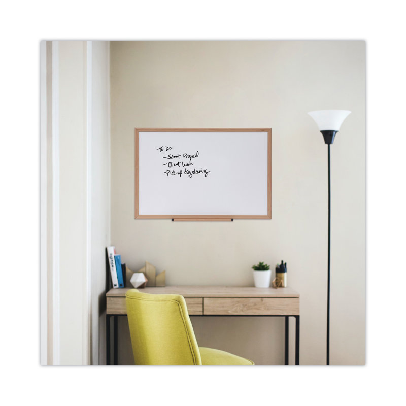 Oak Frame Dry-Erase Wall Mounted Whiteboard, 3' H x 4' W