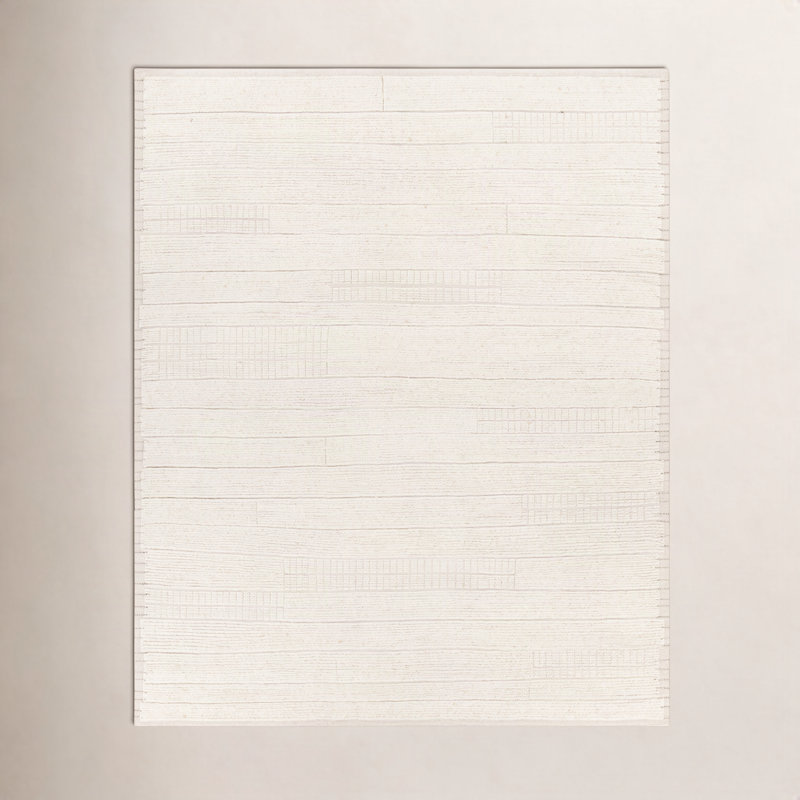 Tapis ivoire en laine fait à la main Gitte, Rectangle 6 pi x 9 pi