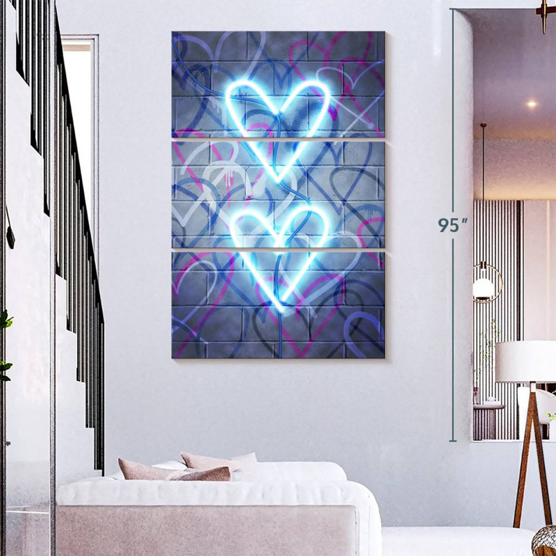 Hardie Neon Heart I, 74" H x 48" W