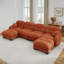 Canapé modulaire en forme de U de 150 po à 4 places avec 2 repose-pieds et tissu chenille orange
