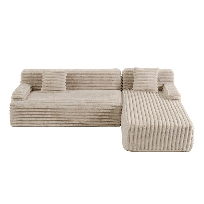 Canapé modulaire 110 po Cloud, Fausse fourrure café clair