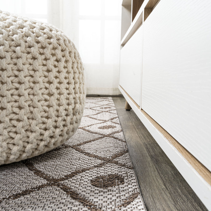 Windsor Tribal Bohemian Beige/Brown Indoor/Outdoor Rug, Rectangle 5'2" x 7'5"