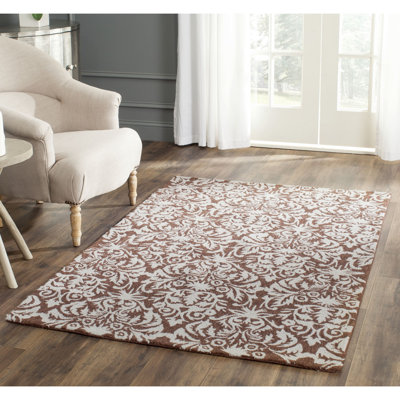 Tapis brun en laine crocheté à la main Hollander