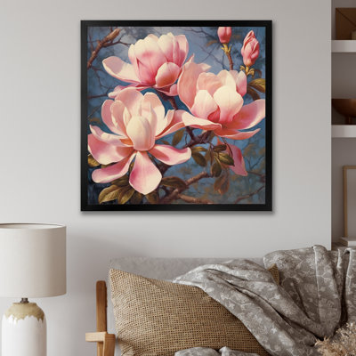 «Pink White Magnolias Elegance Landscape» sur toile