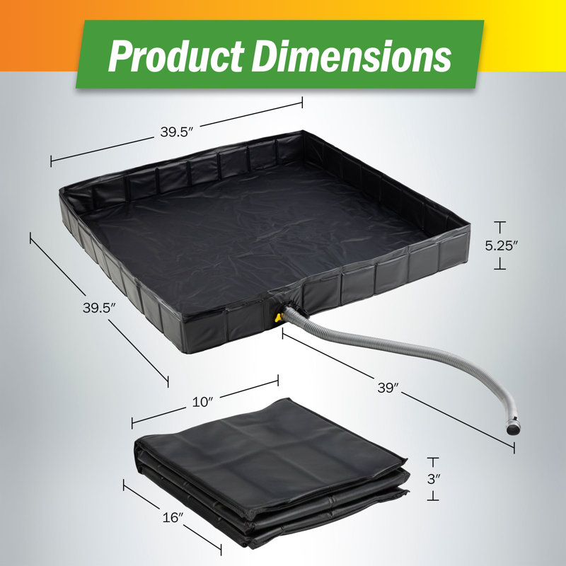 Portable Shower Pan - 39.5” x 5.25” Collapsible Foldable Indoor or Outdoor Camping Shower Base Floor with Detachable Drainpipe and Clamp for RV, Bathing Pets, or Camping Essentials by Wakeman Outdoors