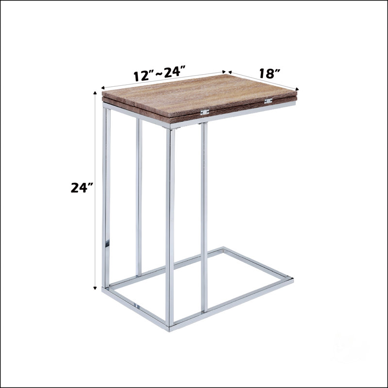 Weathered Accent Table,Extendable table,Side Table,Oak And Chrome Finish